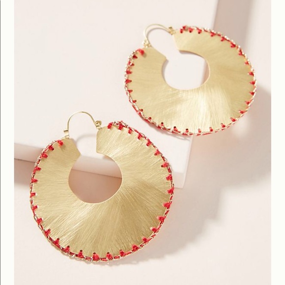 Anthropologie Jewelry - Anthropologie Julie Stitched Hoop Earrings